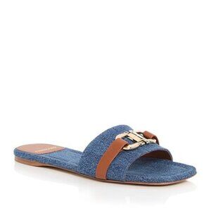Salvatore FERRAGAMO Leah Gancini Denim Slide Sandals